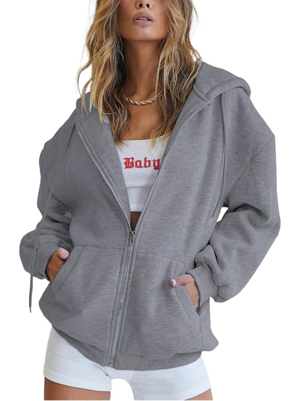 Women's Dark Green Long Sleeve Pockets Zip Up Hoodies Sweatshirts Track Jackets